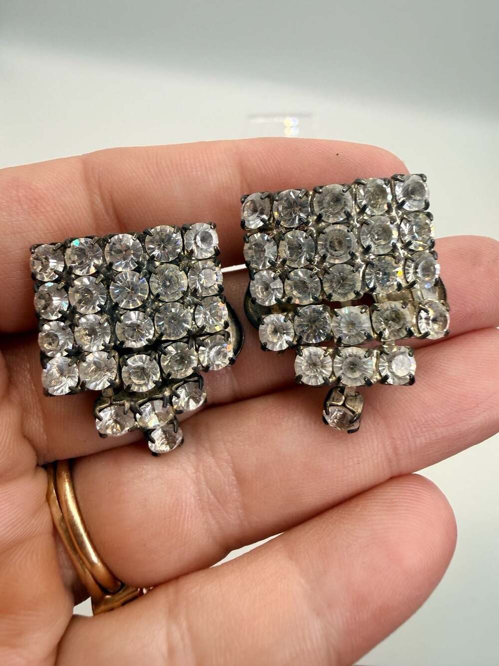 Musi Vintage Rhinestone Shoe Clips Silver Tone Fringe